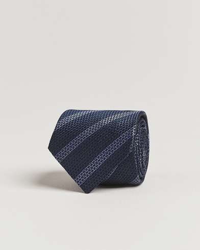 Brunello Cucinelli Regimental Stripe Silk Tie Navy – Blu