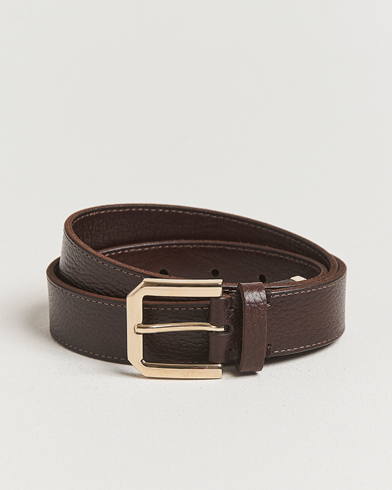 Brunello Cucinelli Grain Leather Belt Dark Brown – Marrone