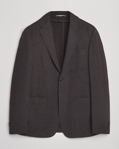 Canali Wool Houndstooth Jersey Blazer Dark Brown – Marrone