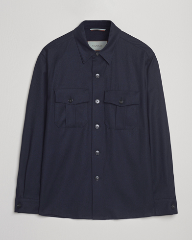 Canali Flannel Overshirts Navy – Blu
