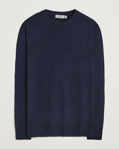 Canali Merino Wool Crew Neck Navy – Blu