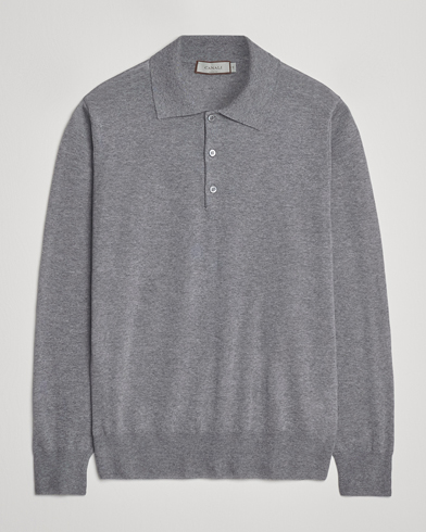 Canali Merino Wool Long Sleeve Polo Light Grey – Grigio