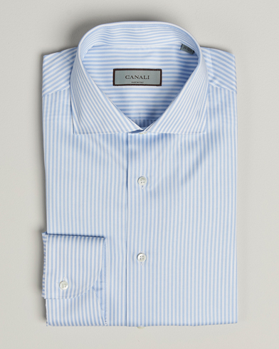 Canali Slim Fit Cotton Shirt Light Blue Stripe – Blu