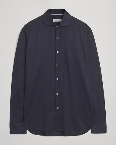 Canali Jersey Piquet Shirt Navy – Blu