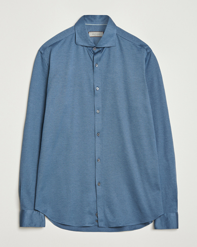 Canali Jersey Piquet Shirt Blue – Blu