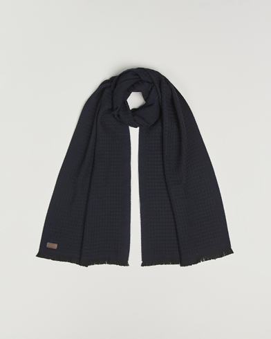 Canali Jacquard Wool Scarf Navy – Blu
