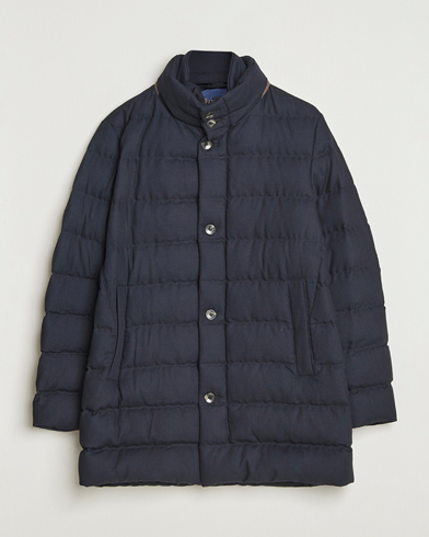 Herno Flannel Down Coat Navy – Blu