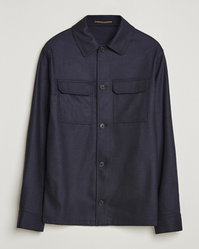 Incotex Flannel Overshirt Navy – Blu