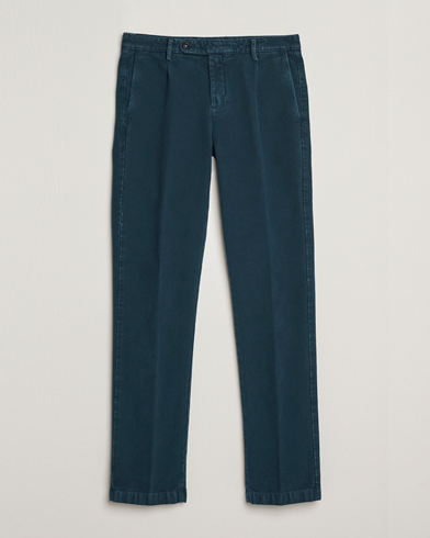 Massimo Alba Ionio Pleated Moleskine Trousers Petrol Blue – Blu