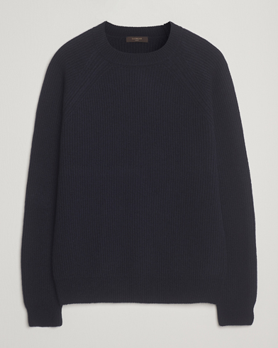 Zanone Fisherman Rib Wool Sweater Navy – Blu