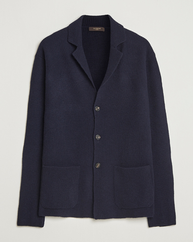 Zanone Rib Wool Cardigan Jacket Navy – Blu
