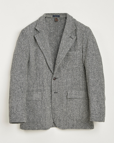 Drake's MKVII Wool Herringbone Blazer Grey – Grigio