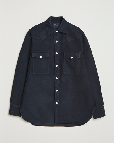 Drake's Moleskine Western Shirt Navy – Blu