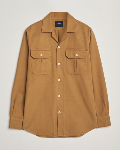 Drake's Brushed Twill Camp Collar Shirt Sand – Marrone