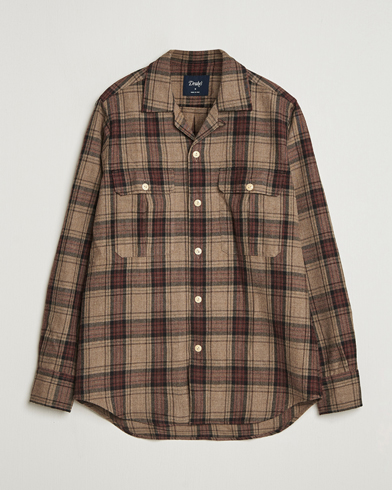 Drake's Wool Camp Collar Work Shirt Brown – Marrone