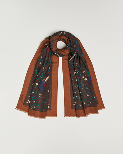 Drake's Birds Of Paradise Print Scarf Brown – Marrone