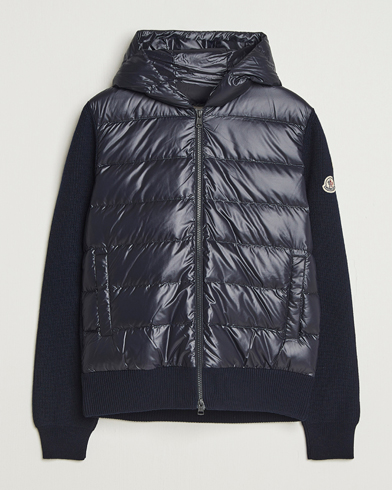 Moncler Padded Hooded Cardigan Navy – Blu