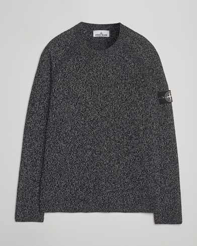 Stone Island Reflective Cotton Knit Crew Neck Black Melange – Nero
