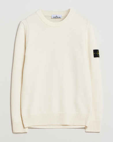Stone Island Knitted Lambswool Crew Neck Ivory – Bianco