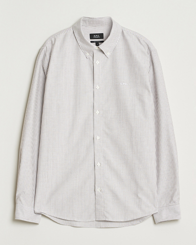 A.P.C. Greg Striped Oxford Shirt Burgundy/White – Bianco