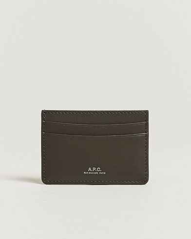 A.P.C. Calf Leather Card Holder Coal – Grigio