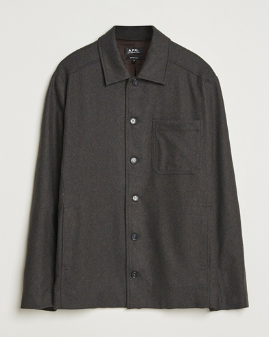 A.P.C. Jamie Wool Flannel Shirt Jacket Dark Brown – Marrone