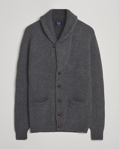 William Lockie Windsor Geelong Lambswool Shawl Cardigan Grey – Grigio