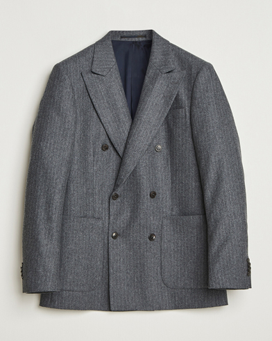 Tiger of Sweden Joachim Wool Double Breasted Pinstriped Blazer Silver – Grigio