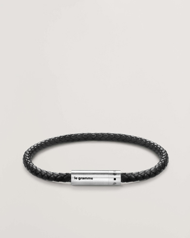 LE GRAMME Leather Cable Bracelet Black/Sterling Silver 7g – Nero
