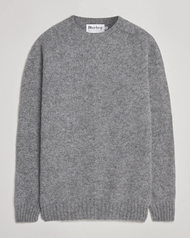Harley Of Scotland Brushed Supersoft Lambswool Crewneck Mid Grey – Grigio