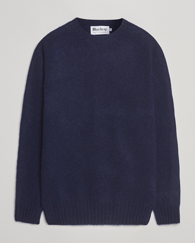 Harley Of Scotland Brushed Supersoft Lambswool Crewneck Navy – Blu