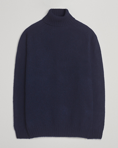 Harley Of Scotland Brushed Supersoft Lambswool Rollneck Navy – Blu
