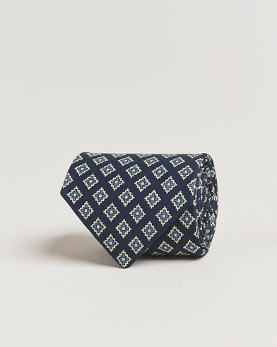 E. Marinella Archivio 3-Fold Printed Silk Tie Navy – Blu