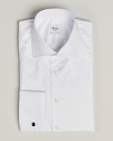 Stenströms Regular Fit Cotton Twill Double Cuff Shirt White – Bianco