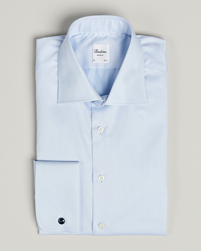 Stenströms Regular Fit Cotton Twill Double Cuff Shirt Blue – Blu