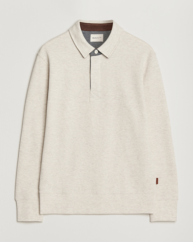 GANT Light Sacker Rib Long Sleeve Polo Seed Melange – Grigio