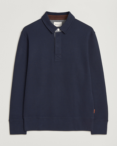 GANT Light Sacker Rib Long Sleeve Polo Evening Blue – Blu