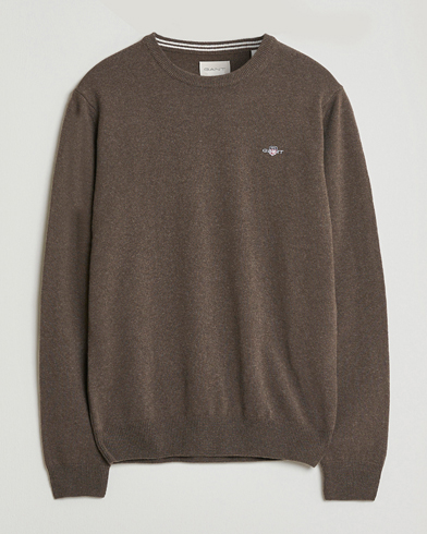 GANT Superfine Lambswool Crew Neck Seawood Melange – Marrone