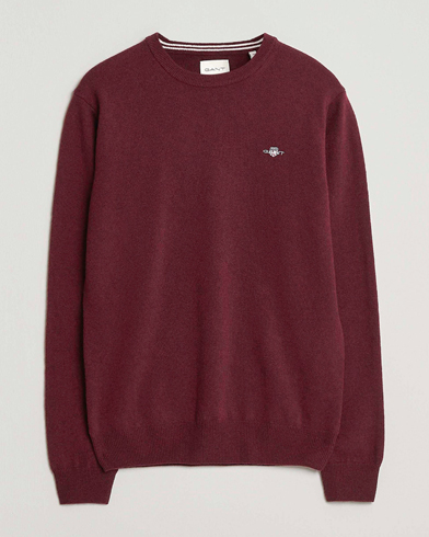 GANT Superfine Lambswool Crew Neck Bordeaux Melange – Rosso