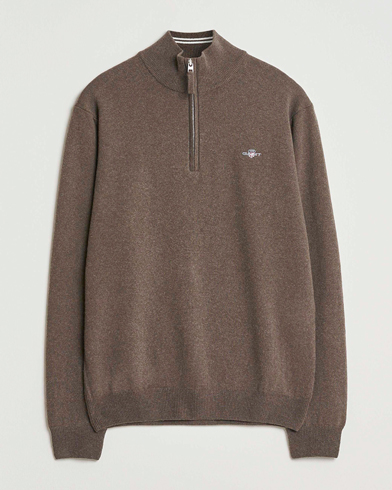 GANT Superfine Lambswool Half Zip Seawood Melange – Marrone