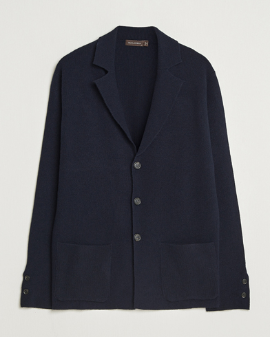 Oscar Jacobson Antonio Knitted Wool Blazer Navy – Blu