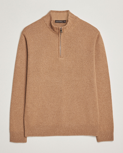 Oscar Jacobson Paul Wool/Cashmere Half-Zip Beige – Marrone