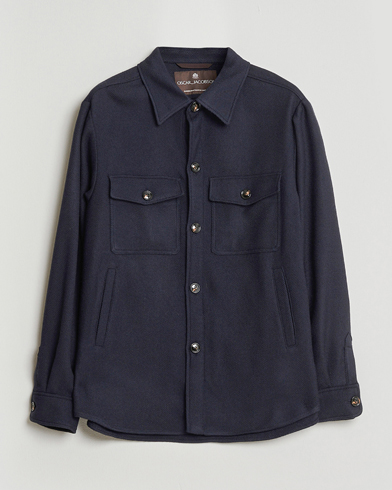 Oscar Jacobson Maverick Wool Overshirt Navy – Blu