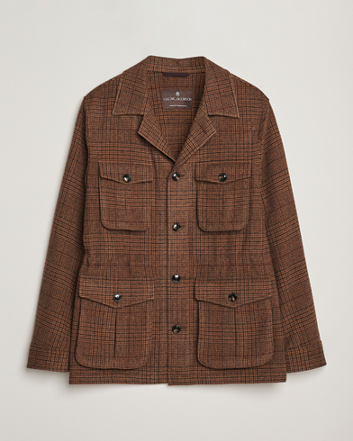 Oscar Jacobson Sirolo Checked Shirt Jacket Brown – Marrone