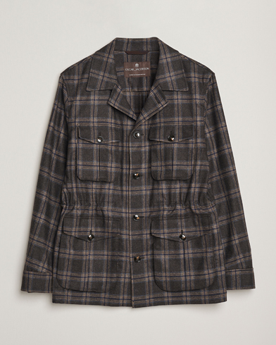 Oscar Jacobson Sirolo Checked Shirt Jacket Brown/Blue – Marrone
