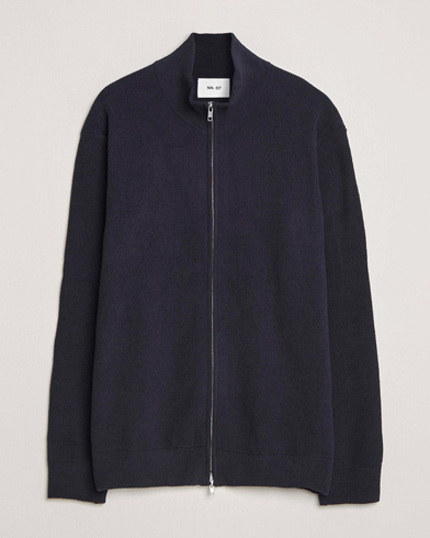 NN07 Danny Rib Knitted Full Zip Navy Blue – Blu