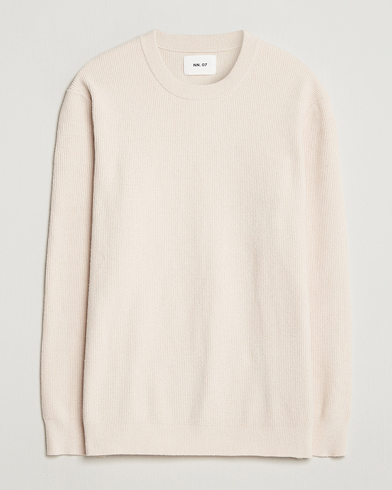 NN07 Danny Rib Knitted Crew Neck Ivory – Bianco