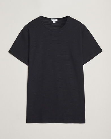 Sunspel Cellular Underwear T-Shirt Black – Nero