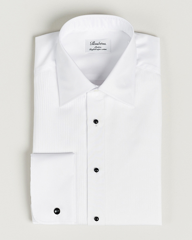Stenströms Slimline Open Smoking Shirt White – Bianco