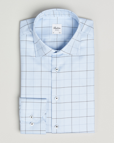 Stenströms Regular Fit Cut Away Windowpane Shirt Blue – Blu